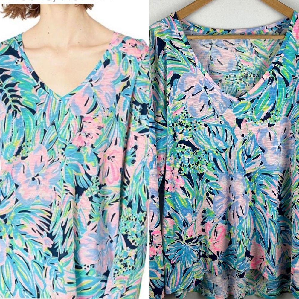 Lilly Pulitzer Etta Long Sleeve Bermudaful
Print Tropical Size XL
